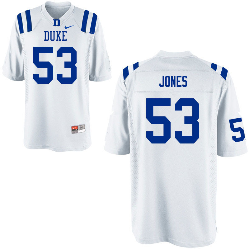 Men #53 Scott Jones Duke Blue Devils College Football Jerseys Sale-White - Click Image to Close